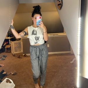 Cropped pants with tie